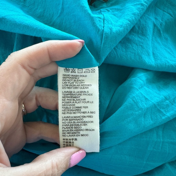 CLEOBELLA MARILYN ANKLE DRESS SQUARE SMOCKED NECKLINE ORGANIC COTTON IN BLUE - Picture 7 of 8